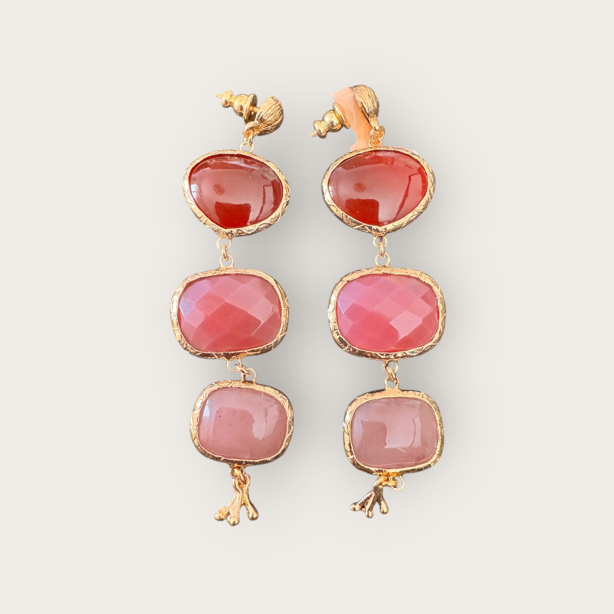 GAS BIJOUX - Boucles d'oreille SILENE 3 sertis dorées à l'or fin