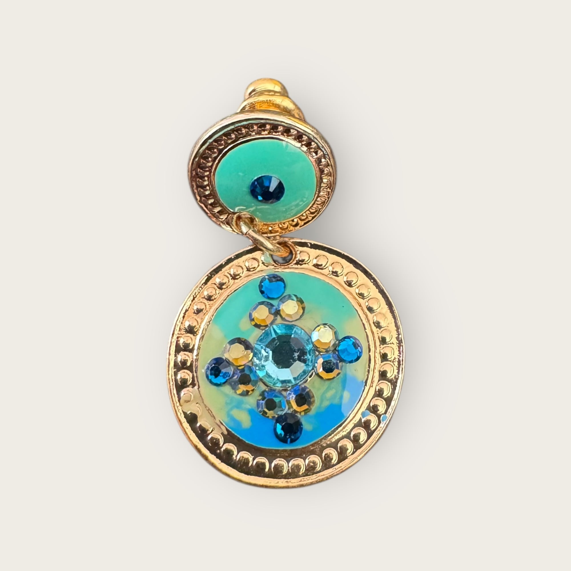 GAS BIJOUX - Boucles d'oreilles SEQUIN dorées à l'or fin - Vert et bleu