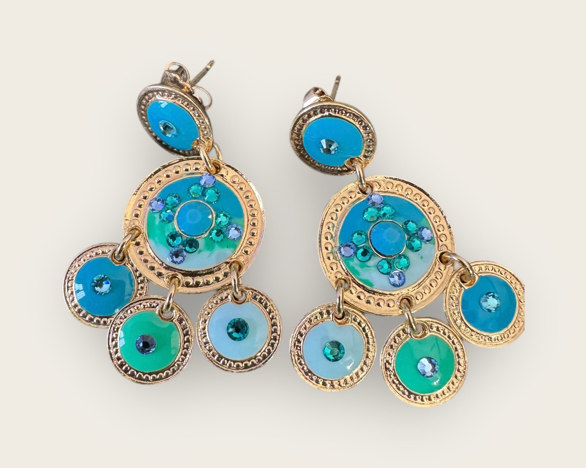 GAS BIJOUX - Boucles d'oreilles sequins 2 rangs dorées à l'or fin