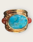 GAS BIJOUX - Bague SIMONE dorée à l'or fin - Turquoise et Cornaline Taille XL