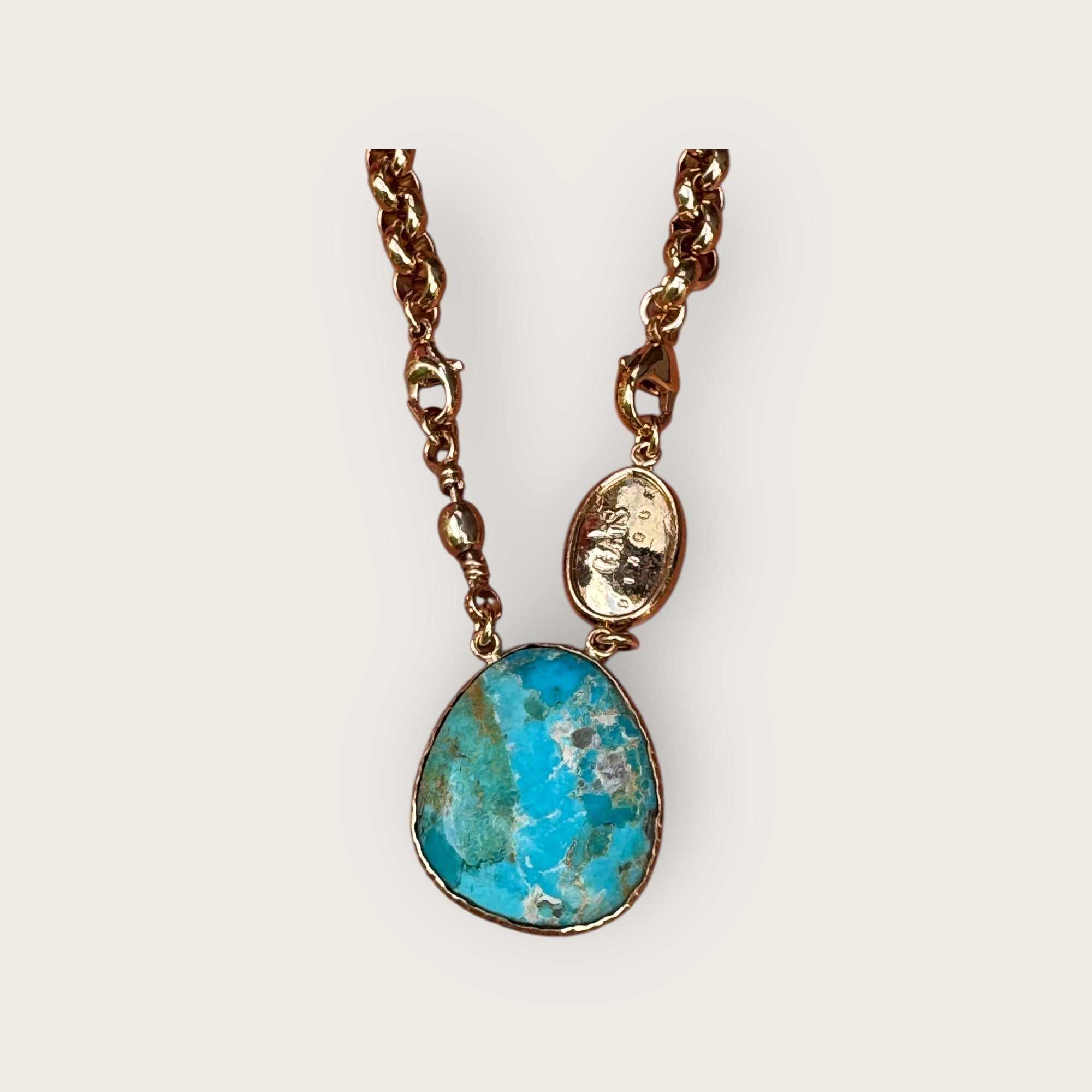 GAS BIJOUX - Collier BILLY dorées à l'or fin - TURQUOISE