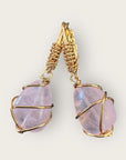 GAS BIJOUX - Boucles d'oreilles TAO RAINBOW dorées à l'or fin - Quartz rose