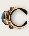GAS BIJOUX - Bague SIMONE dorée à l'or fin - Turquoise et Cornaline Taille XL