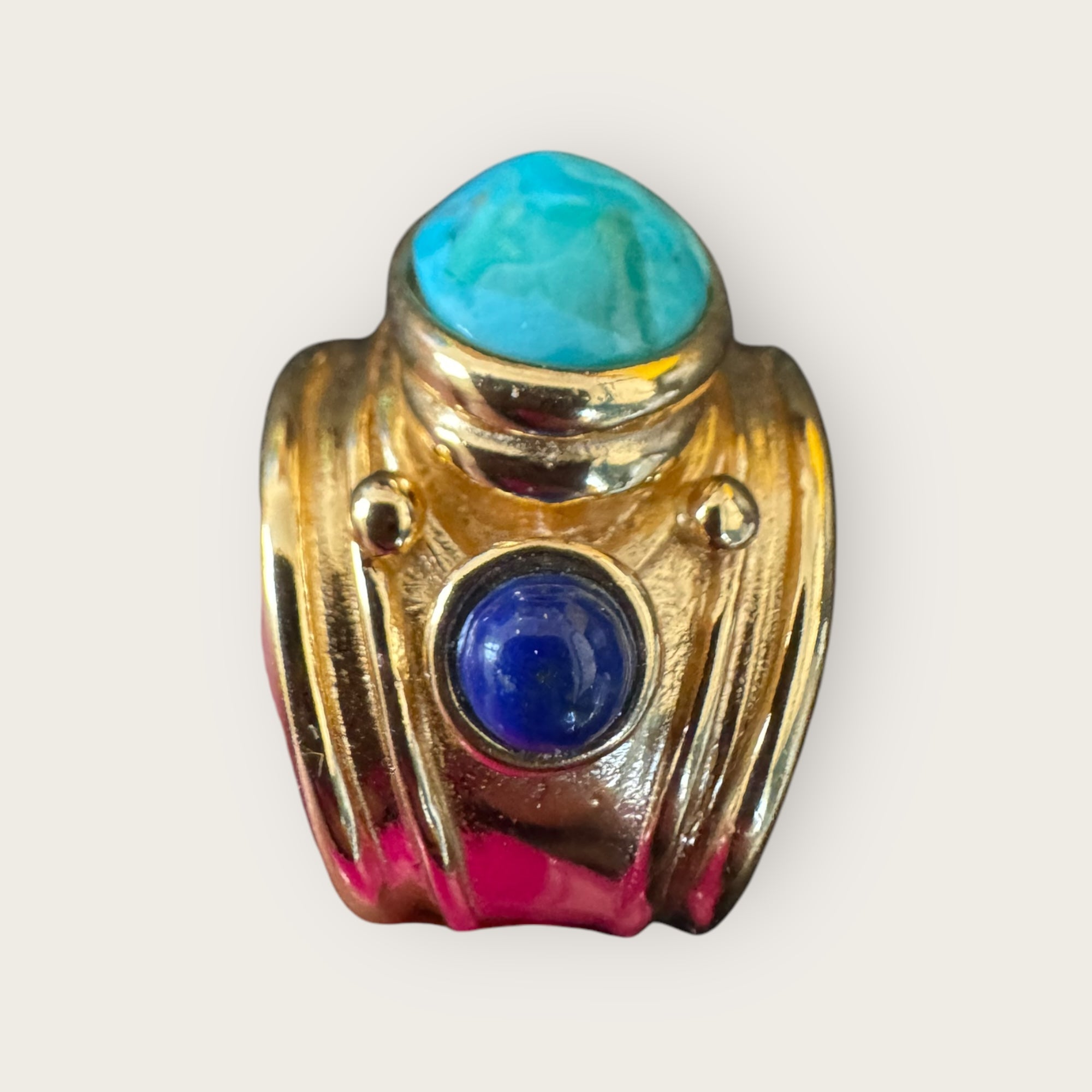 GAS BIJOUX - Bague SIMONE - Turquoise et lapis lazuli métal doré à l'or fin - Taille L