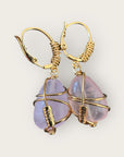 GAS BIJOUX - Boucles d'oreilles TAO RAINBOW dorées à l'or fin - Quartz rose