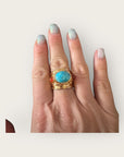 GAS BIJOUX - Bague SIMONE dorée à l'or fin - Turquoise et Cornaline Taille XL