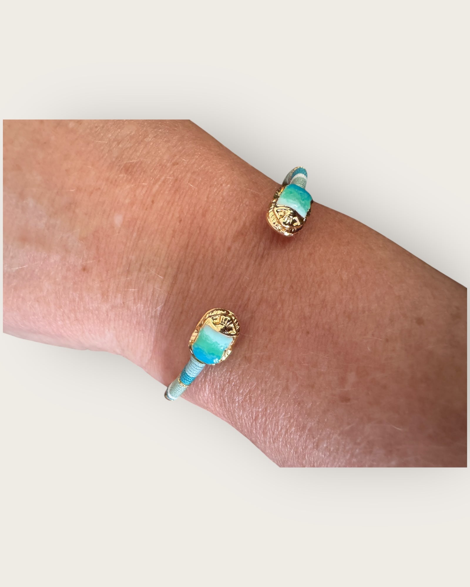 GAS BIJOUX - Bracelet DUALITY petit scaramouche doré à l'or fin - Turquoise