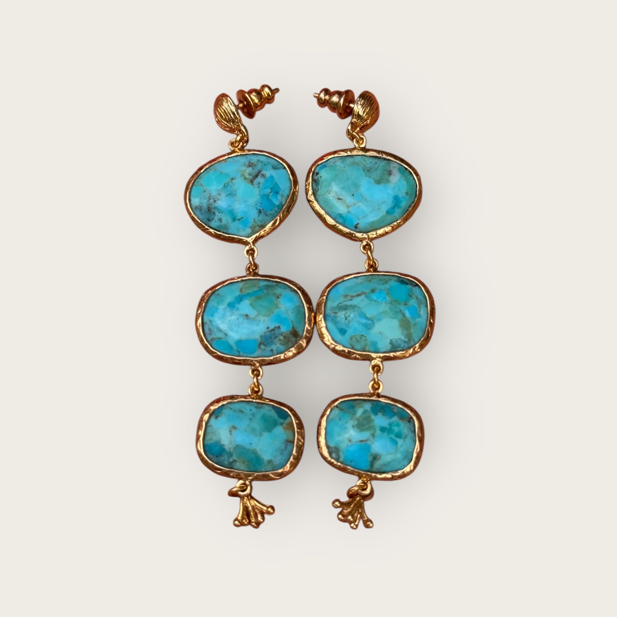 GAS BIJOUX - Boucles d'oreilles SILENE dorées - Turquoise 40