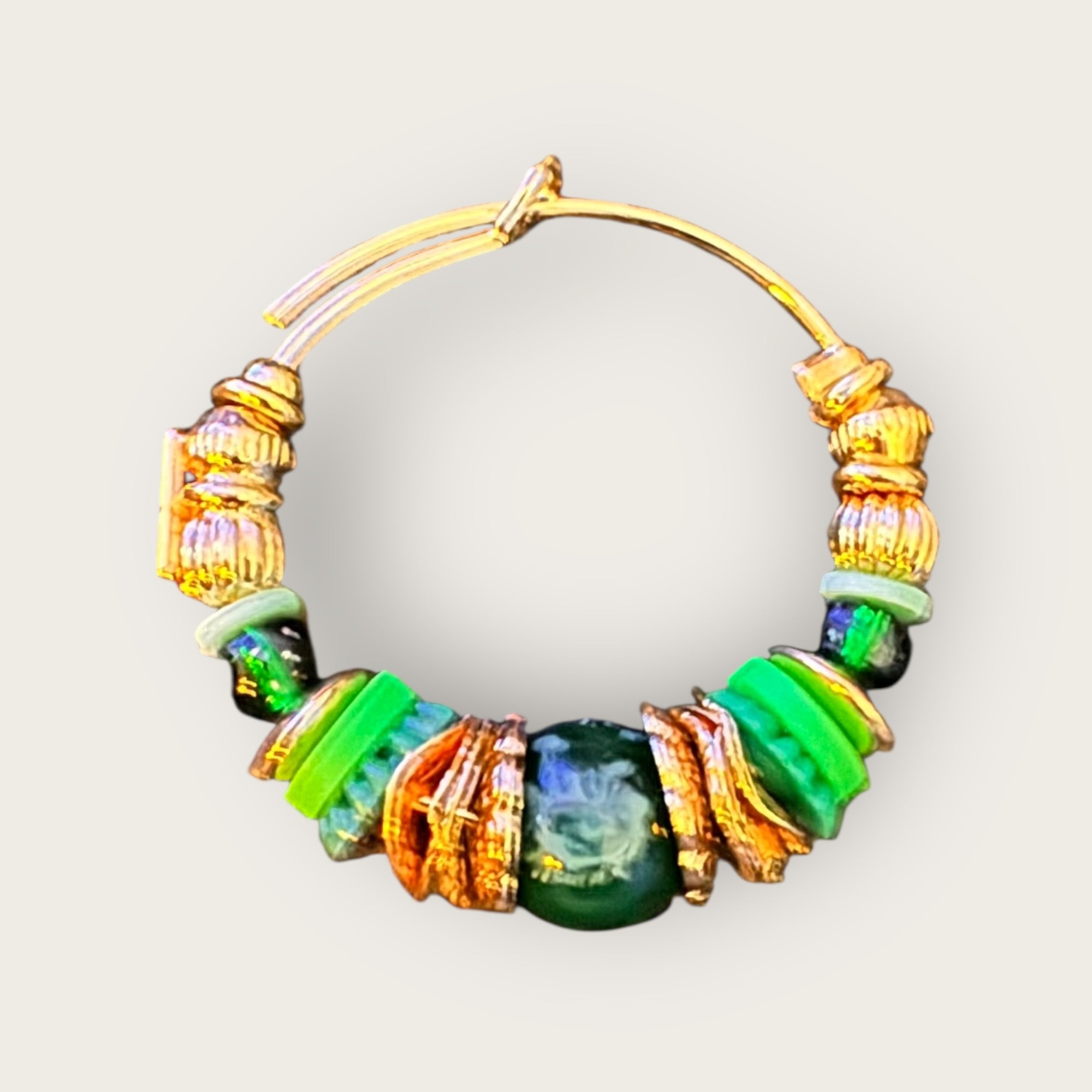 GAS BIJOUX - Boucles d'oreilles créoles ALOHA dorées à l'or fin - Vertes