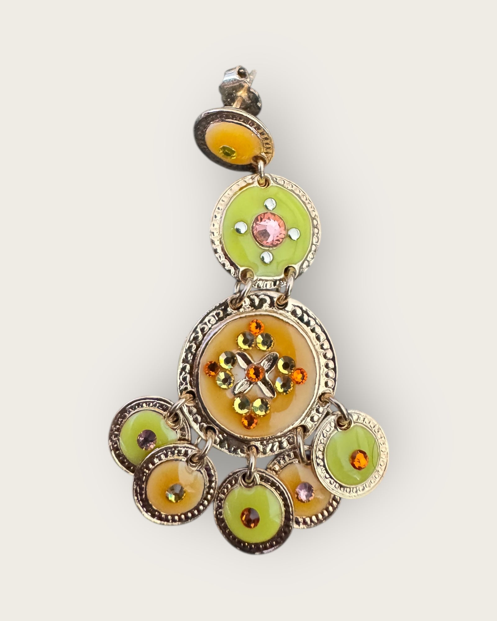 GAS BIJOUX - Boucles d'oreilles SEQUINS triple rangs tiges droites dorées à l'or fin
