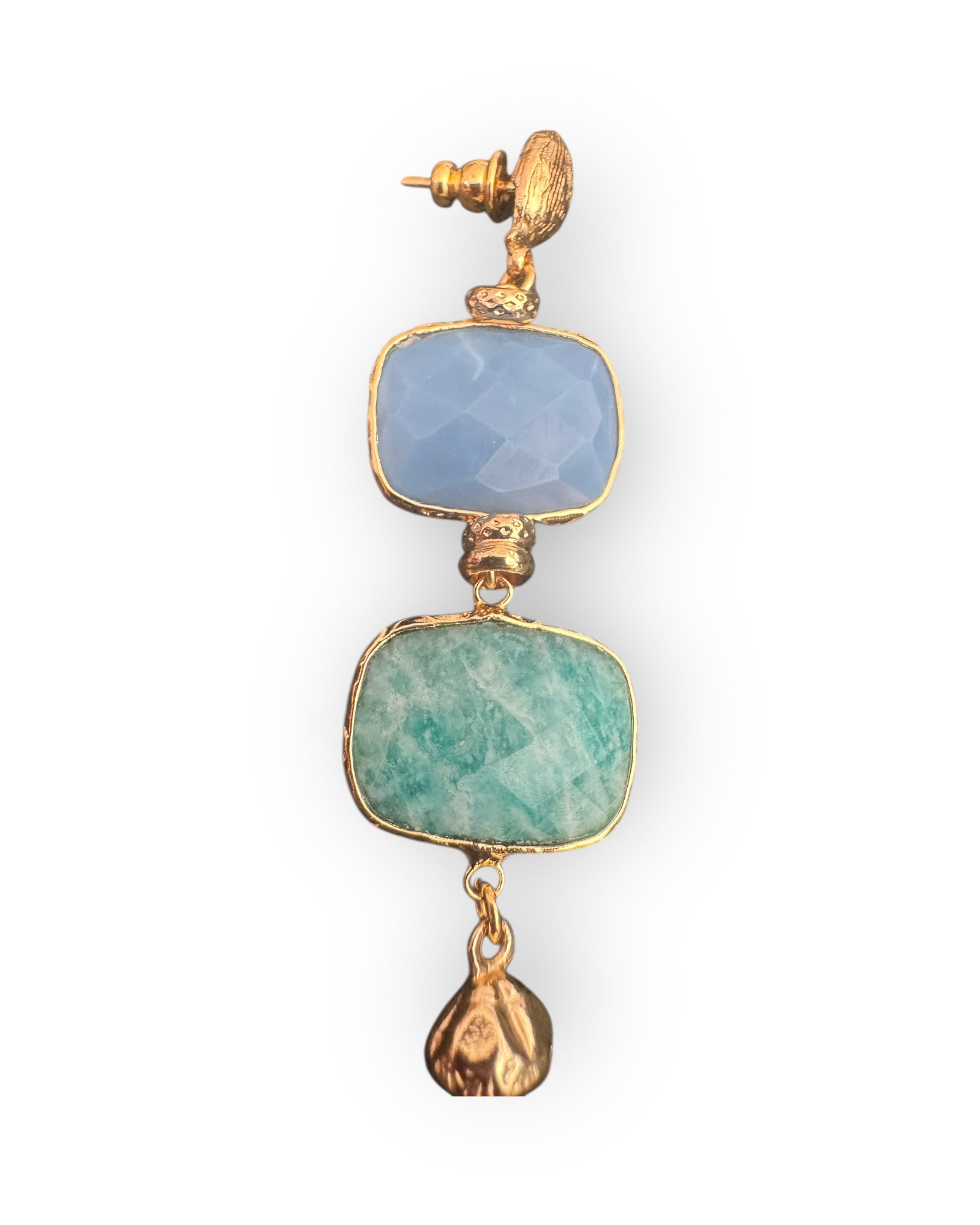 GAS BIJOUX - Boucles d'oreilles SILENE petit modèle dorées à l'or fin - Apatite et Amazonite