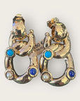 GAS BIJOUX - Boucles d'oreilles MITSI petits modèles dorées l'or fin- Lapis, Turquoise et nacre blanche