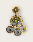 GAS BIJOUX - Boucles d'oreilles SEQUIN 2 rangs dorées à l'or fin - Kaki et bleu