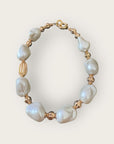 GAS BIJOUX - Collier MIWA doré à l'or fin - Résine nacrée blanche