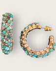 GAS BIJOUX - Boucles d'oreilles créoles IZILDA strass mini et turquoise doré à l'or fin