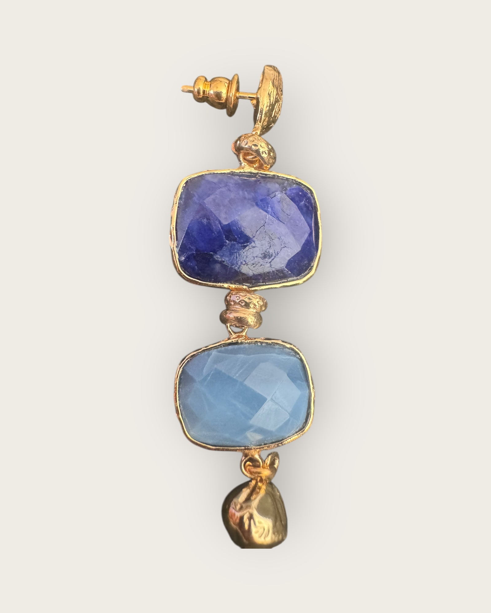 GAS BIJOUX - Boucles d'oreilles SILENE petit modèle dorées - Saphir et Apatite