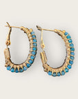 GAS BIJOUX - Boucles d'oreilles créoles LYRE dorées à l'or fin - Apatite bleue