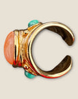 GAS BIJOUX - Bague SIMONE dorée à l'or fin - Cornaline et Malachite -Taille L