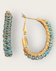 GAS BIJOUX - Boucles d'oreilles créoles LYRE dorées à l'or fin - Apatite bleue
