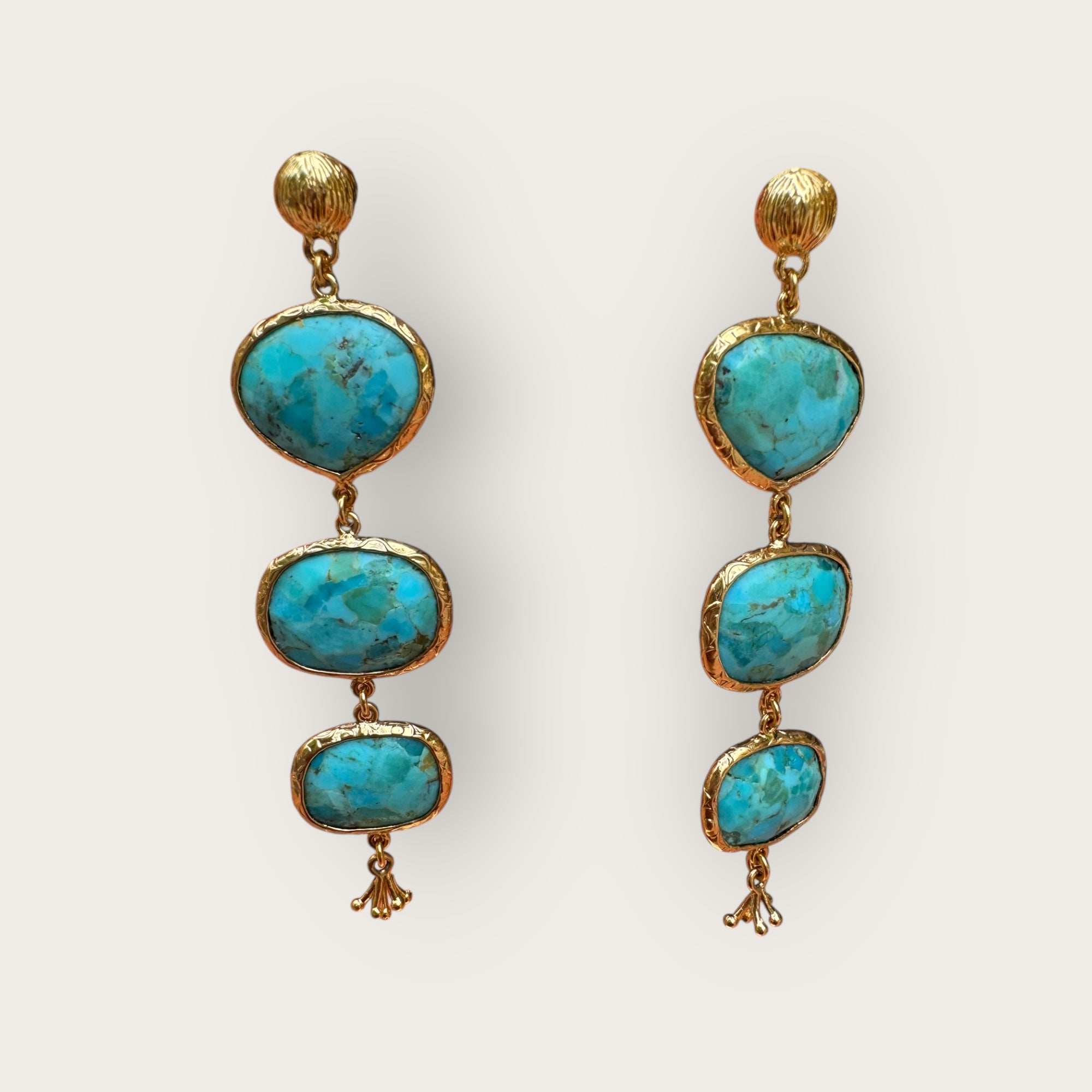 GAS BIJOUX - Boucles d'oreilles SILENE dorées - Turquoise 40