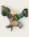 GAS BIJOUX - Bracelet KAMAE COKI doré à l'or fin - Charm's Etoile de mer et tortue en nacre grise
