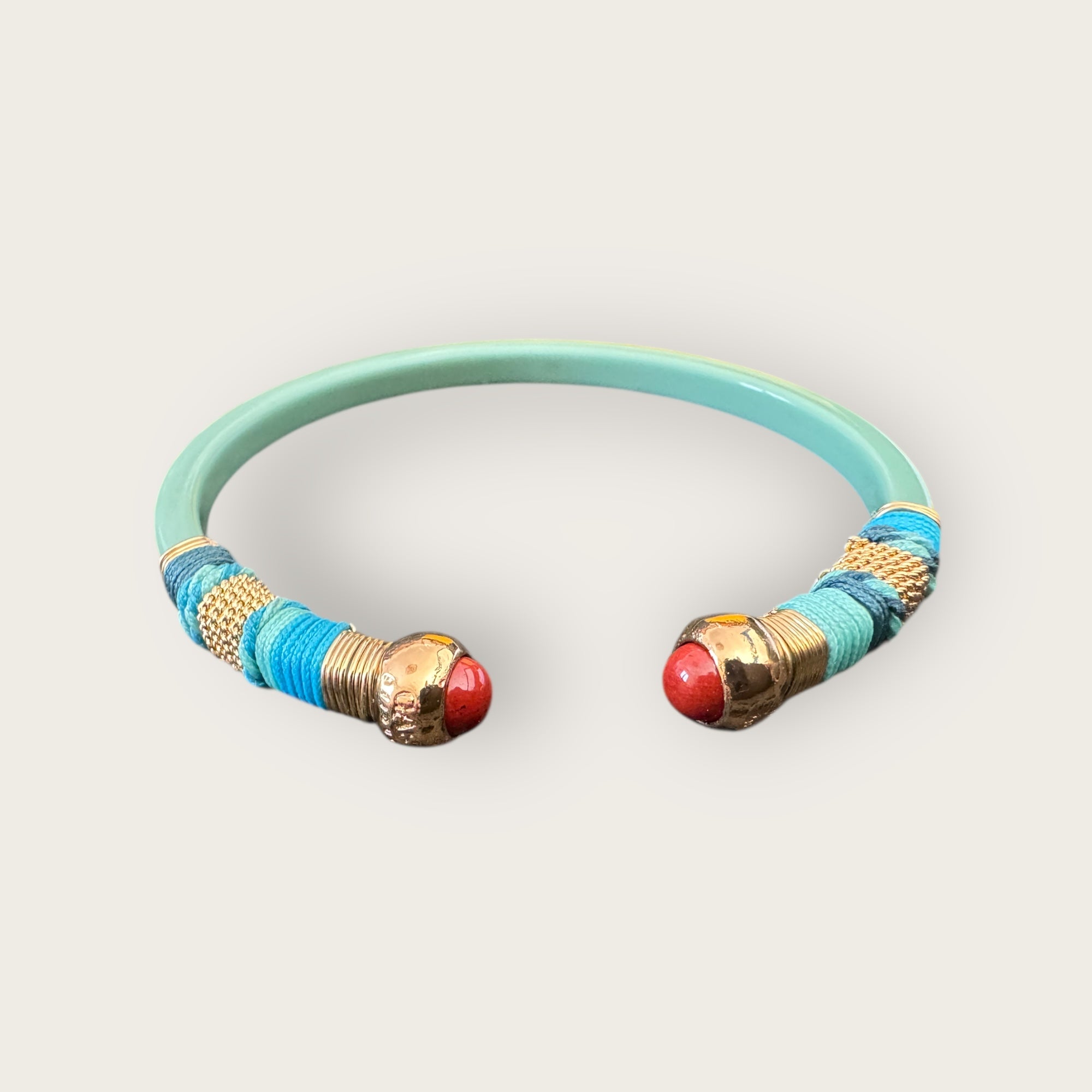 GAS BIJOUX - Bracelet SARI acetate menthe doré à l'or fin - Taille 2