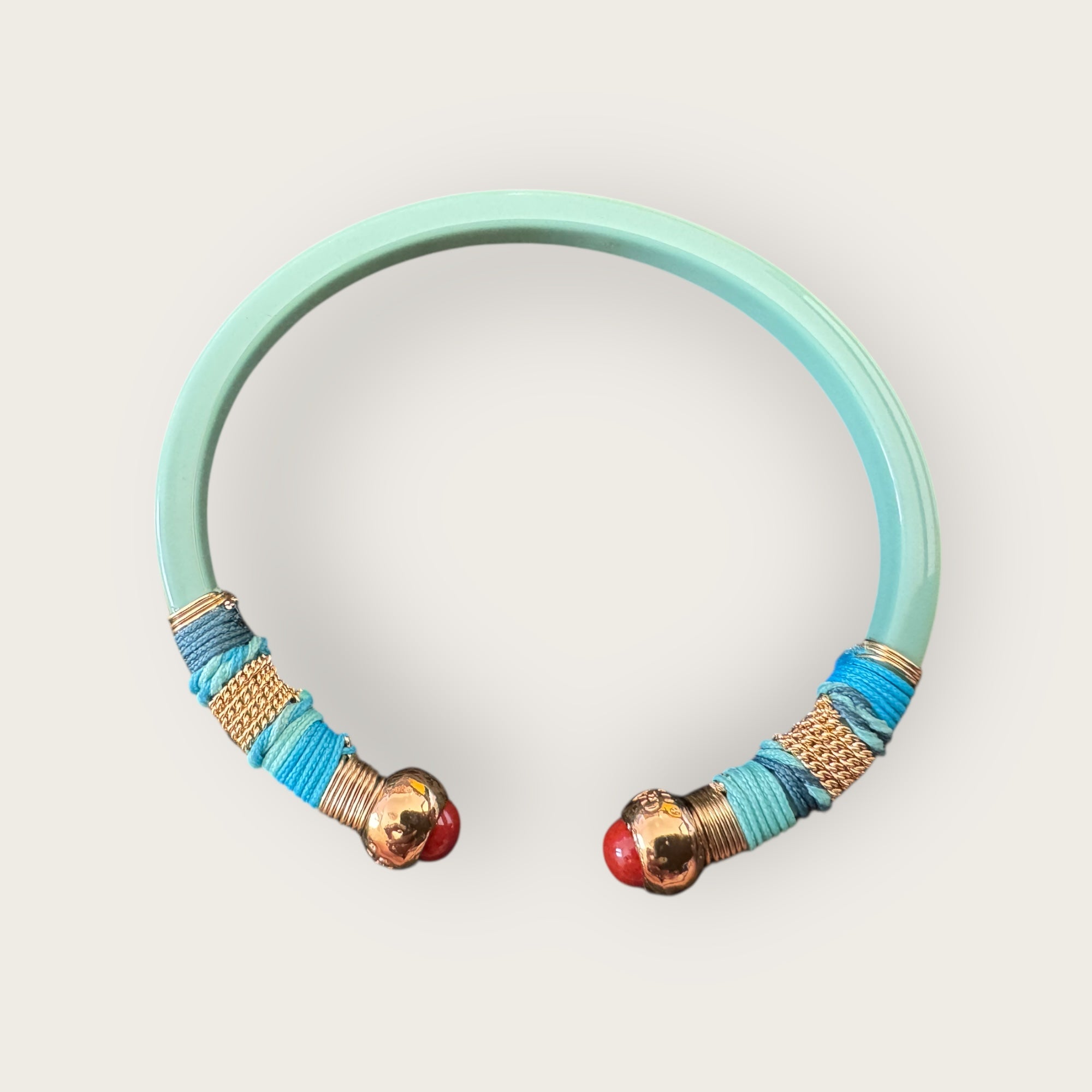 GAS BIJOUX - Bracelet SARI acetate menthe doré à l'or fin - Taille 2