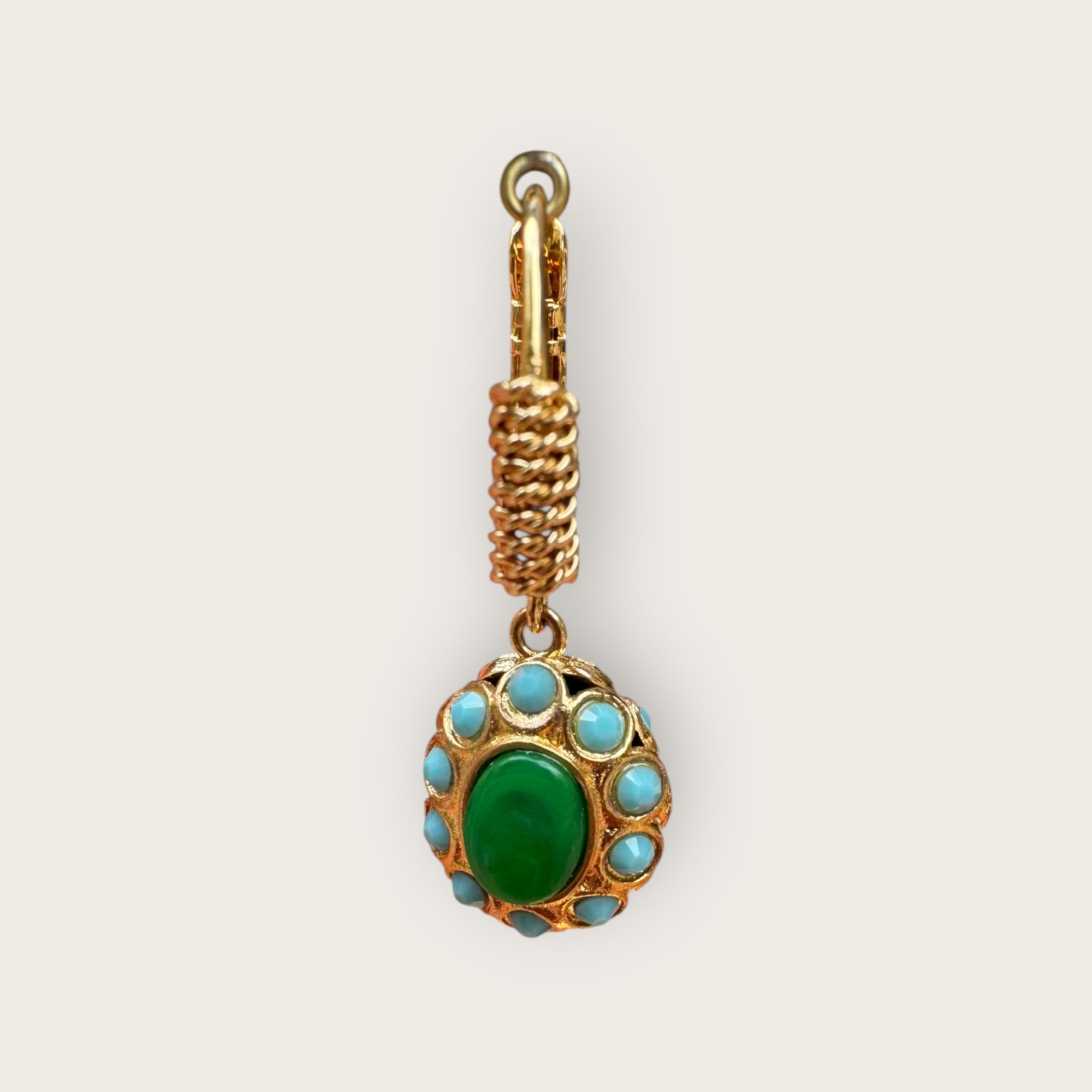 GAS BIJOUX - Boucles d'oreilles TAO SPLASH dorées à l'or fin - Vertes et turquoises