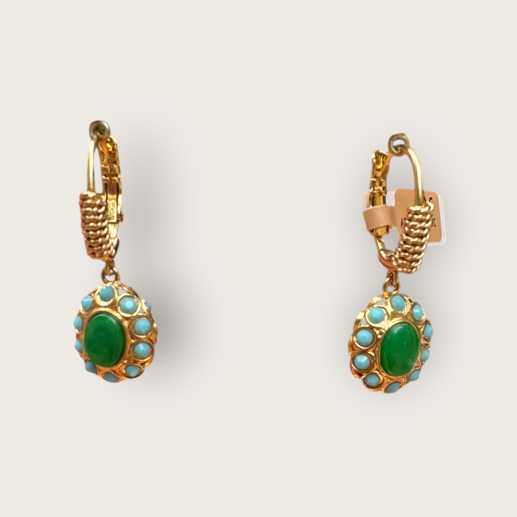 GAS BIJOUX - Boucles d'oreilles TAO SPLASH dorées à l'or fin - Vertes et turquoises