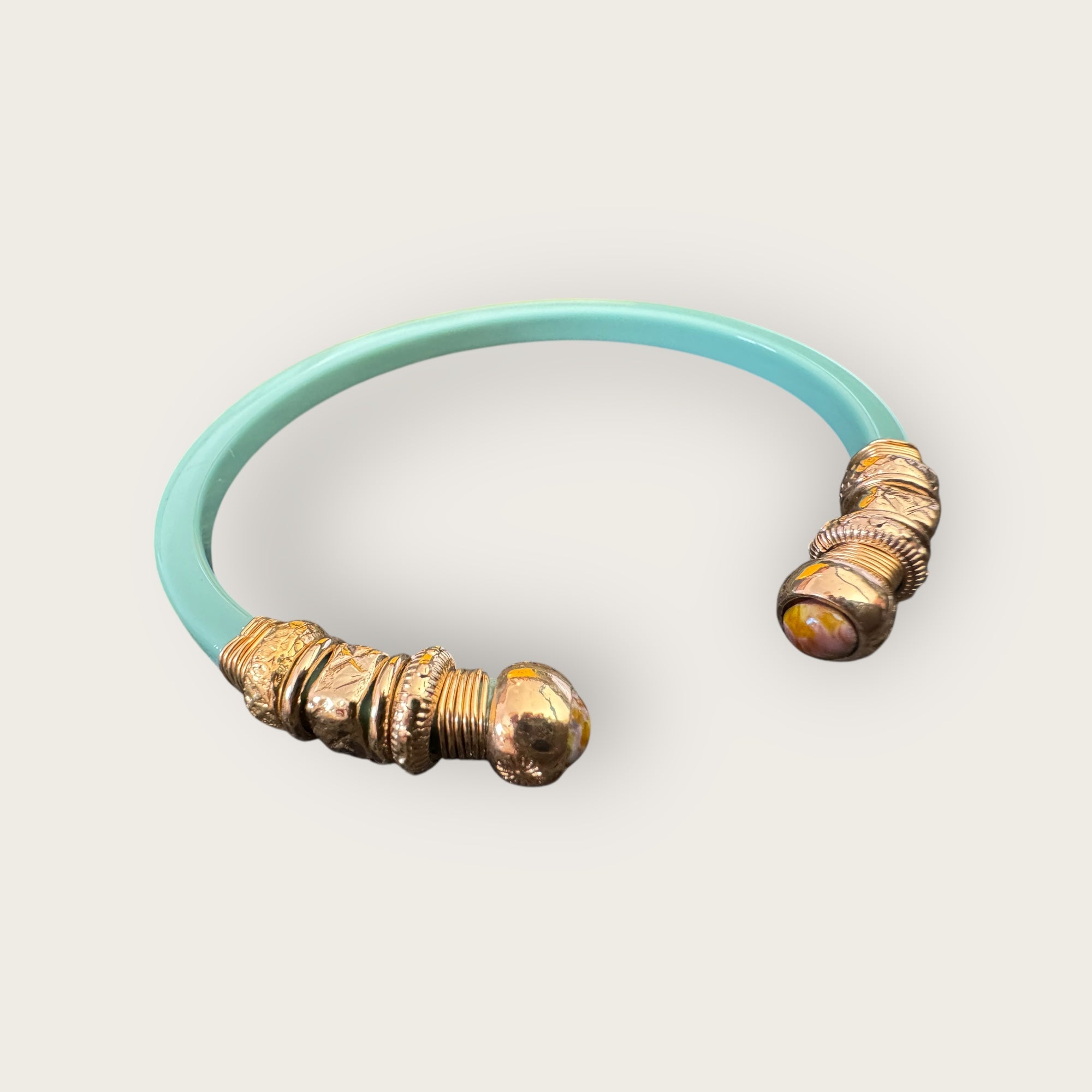 GAS BIJOUX - Bracelet SARI acétate menthe doré à l'or fin
