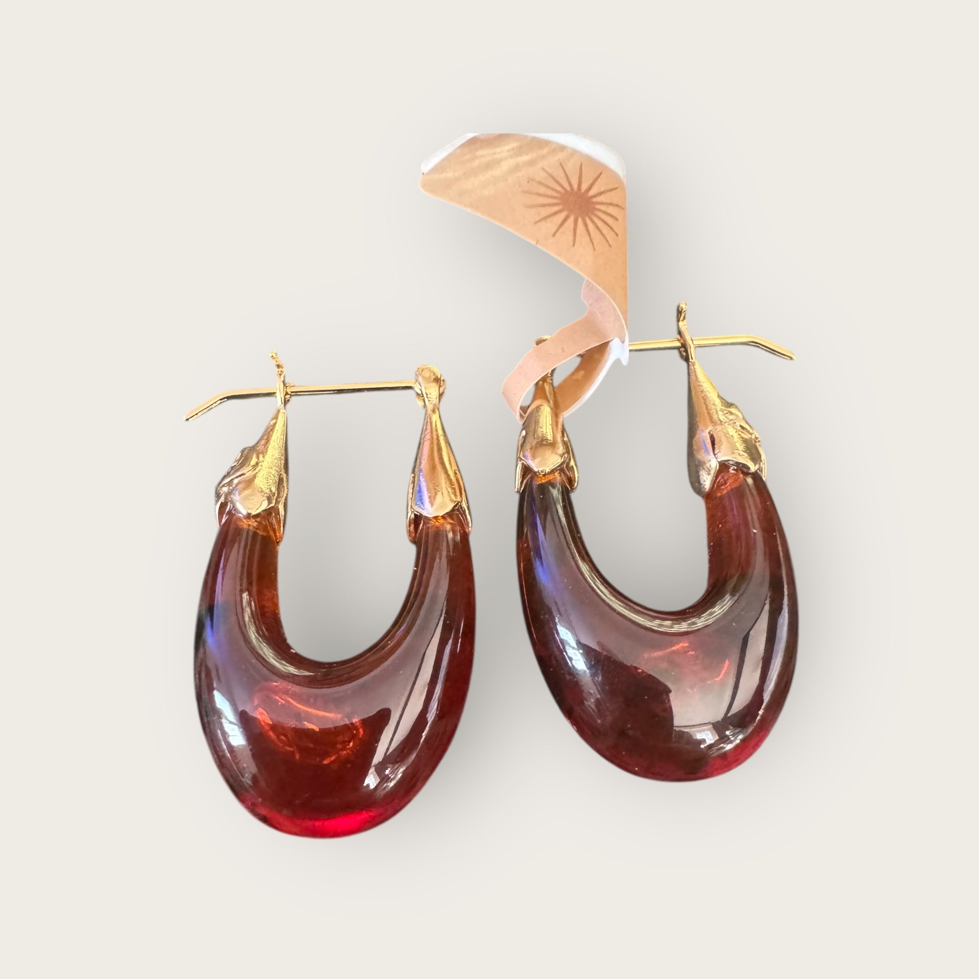 GAS BIJOUX - Boucles d'oreilles ECUME petit modèle dorées à l'or fin- Marron