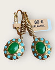 GAS BIJOUX - Boucles d'oreilles TAO SPLASH dorées à l'or fin - Vertes et turquoises