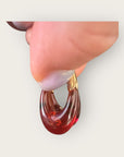 GAS BIJOUX - Boucles d'oreilles ECUME petit modèle dorées à l'or fin- Marron