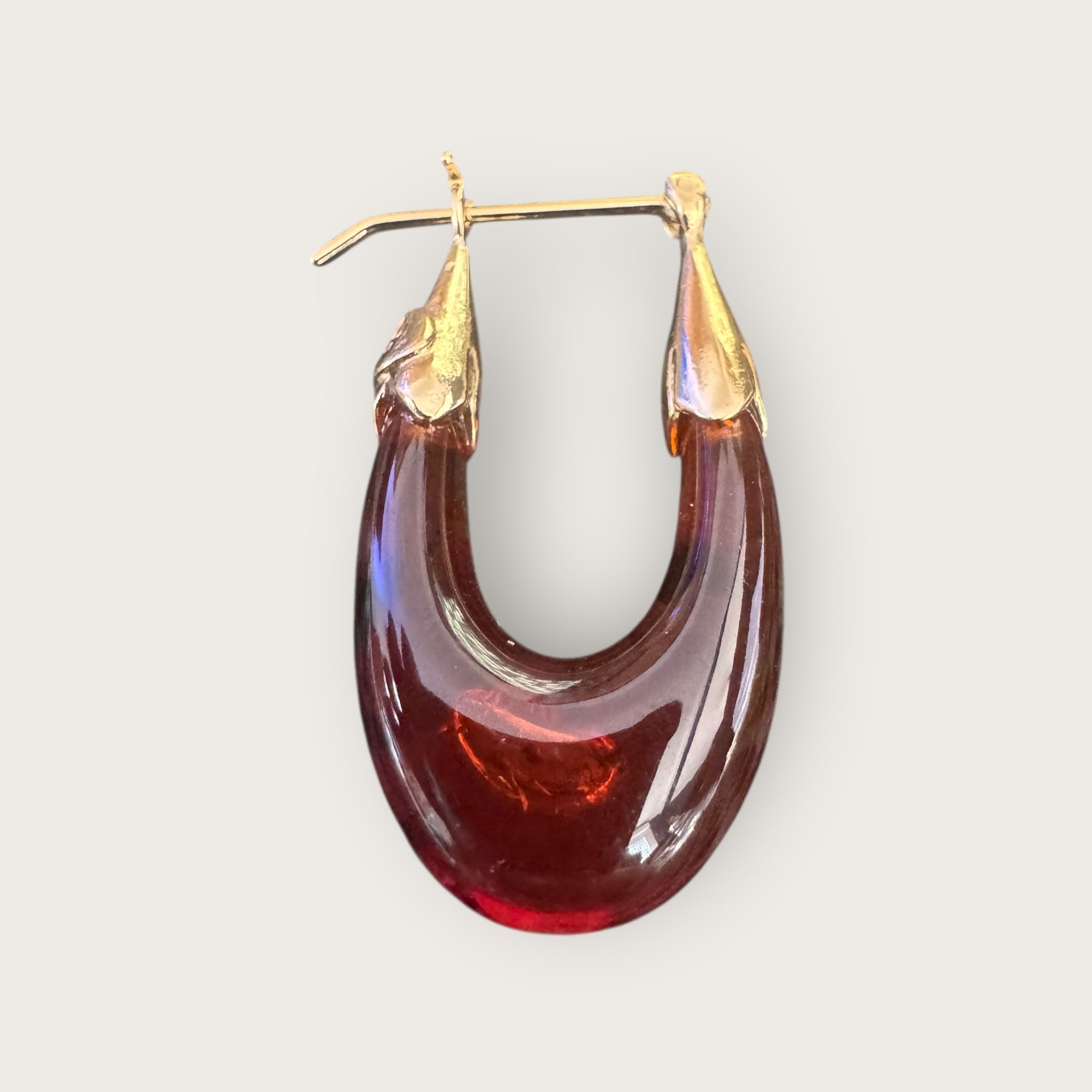 GAS BIJOUX - Boucles d'oreilles ECUME petit modèle dorées à l'or fin- Marron