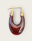 GAS BIJOUX - Boucles d'oreilles ECUME petit modèle dorées à l'or fin- Marron