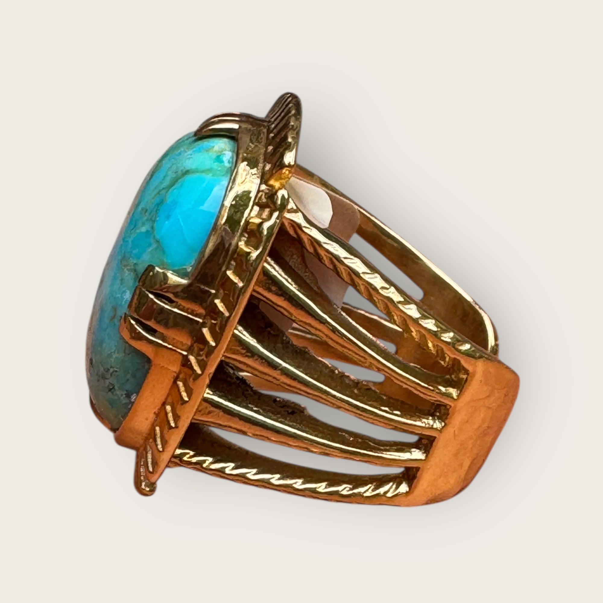 GAS BIJOUX - Bague ARTY BIS chevalier dorée à l'or fin - Turquoise - Taille M