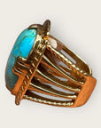 GAS BIJOUX - Bague ARTY BIS chevalier dorée à l'or fin - Turquoise - Taille M