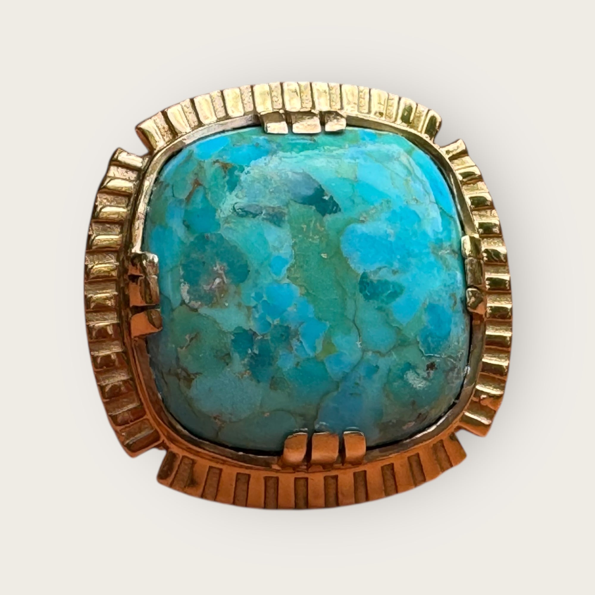 GAS BIJOUX - Bague ARTY BIS chevalier dorée à l'or fin - Turquoise - Taille M