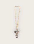 GAS BIJOUX - Collier CARRERA doré à l'or fin - Croix en nacre grise