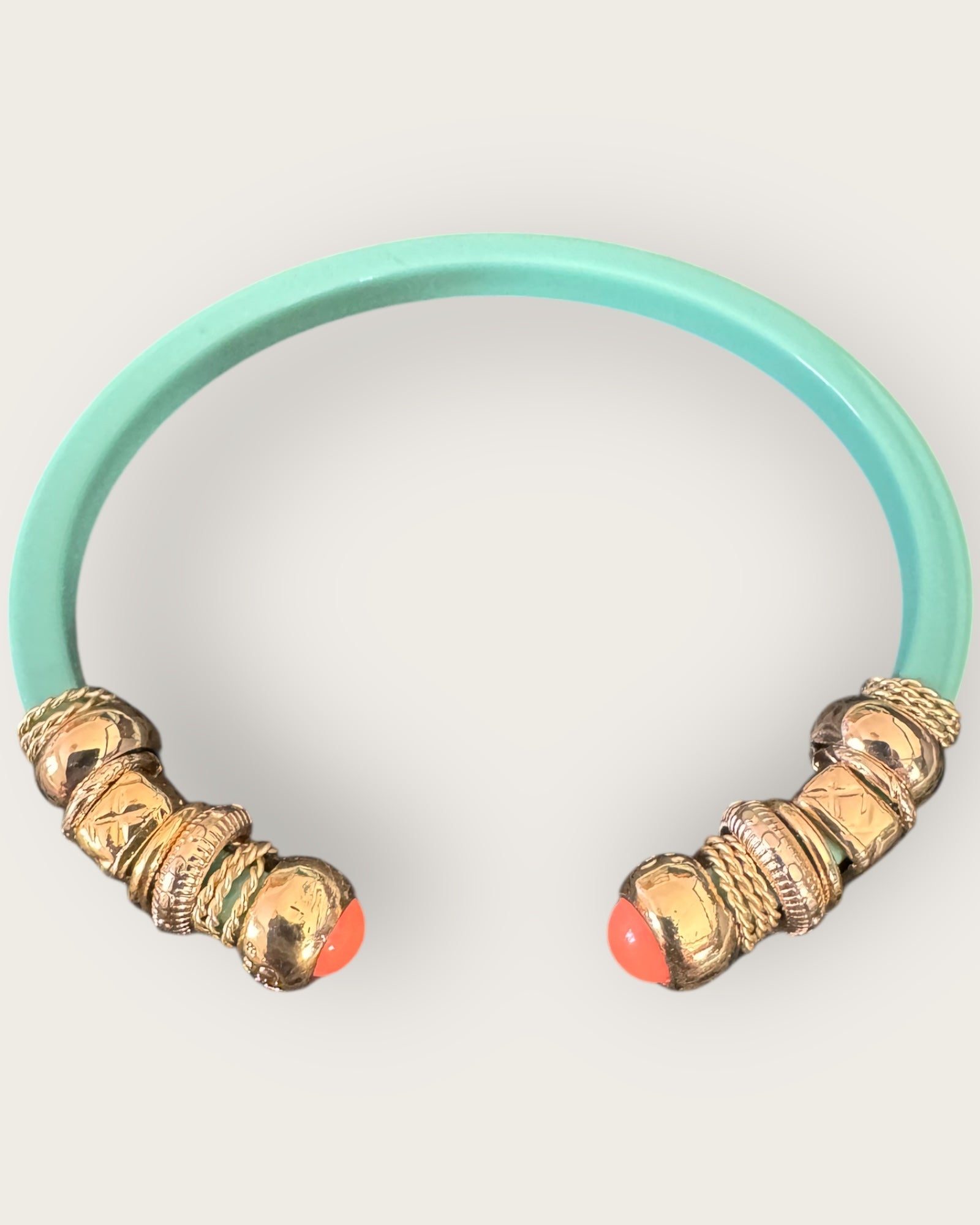 GAS BIJOUX - Bracelet SARI acétate menthe doré à l'or fin - Pierre orange