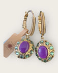 GAS BIJOUX - Boucles d'oreilles TAO SPLASH dorées à l'or fin - Mauve et verte