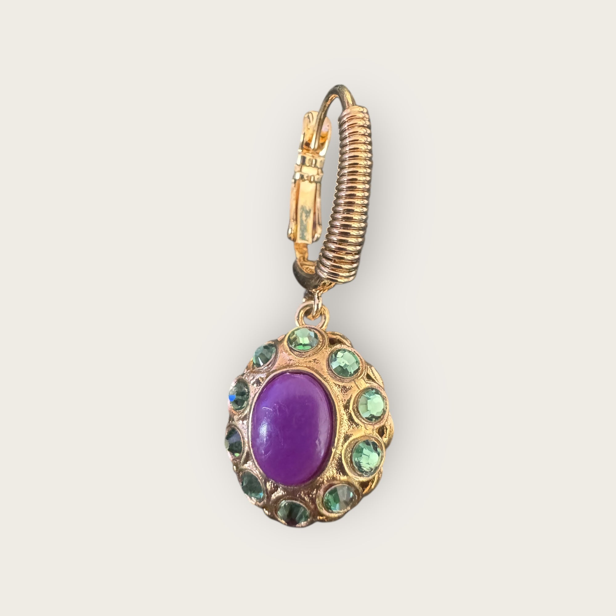 GAS BIJOUX - Boucles d'oreilles TAO SPLASH dorées à l'or fin - Mauve et verte