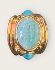 GAS BIJOUX - Bague SIMONE dorée - Amazonite et malachite - Taille XL