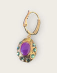 GAS BIJOUX - Boucles d'oreilles TAO SPLASH dorées à l'or fin - Mauve et verte