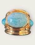 GAS BIJOUX - Bague SIMONE dorée - Amazonite et malachite - Taille XL