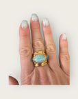 GAS BIJOUX - Bague SIMONE dorée - Amazonite et malachite - Taille XL