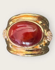 GAS BIJOUX - Bague SIMONE dorée à l'or fin - Cornaline et cristaux de swarowski- Taille L