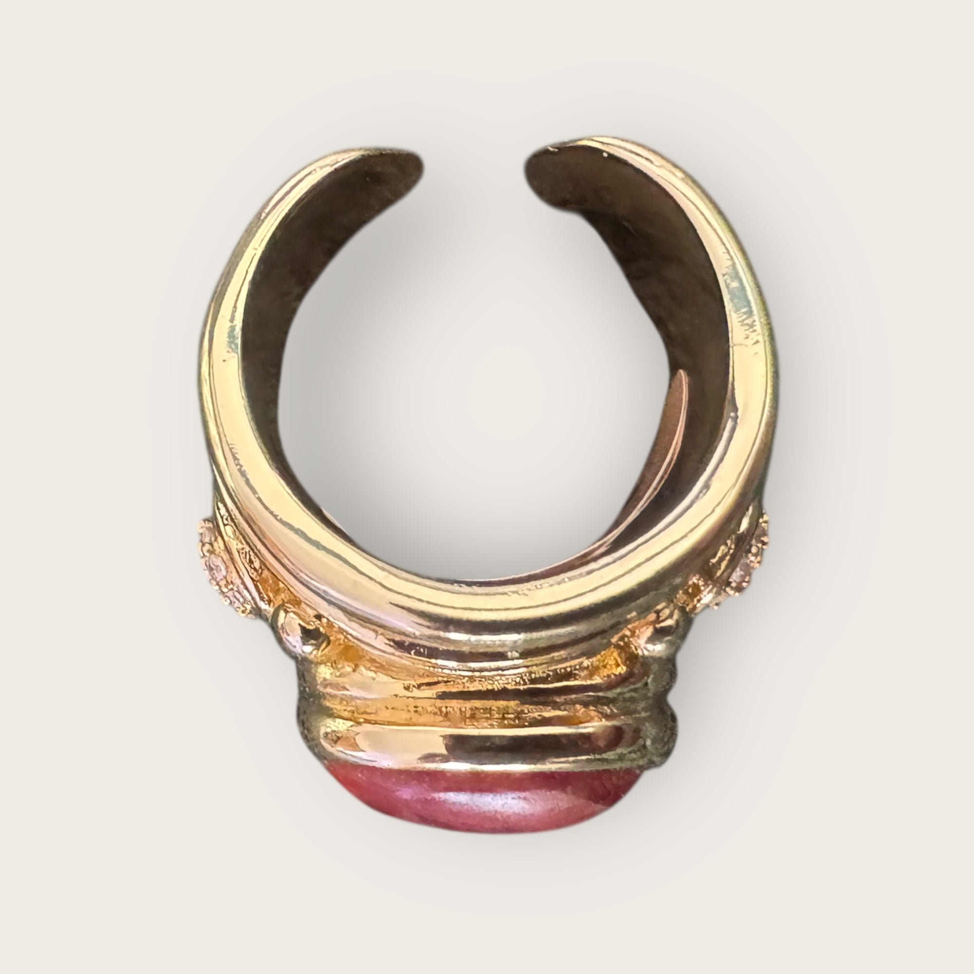 GAS BIJOUX - Bague SIMONE dorée à l'or fin - Cornaline et cristaux de swarowski- Taille L