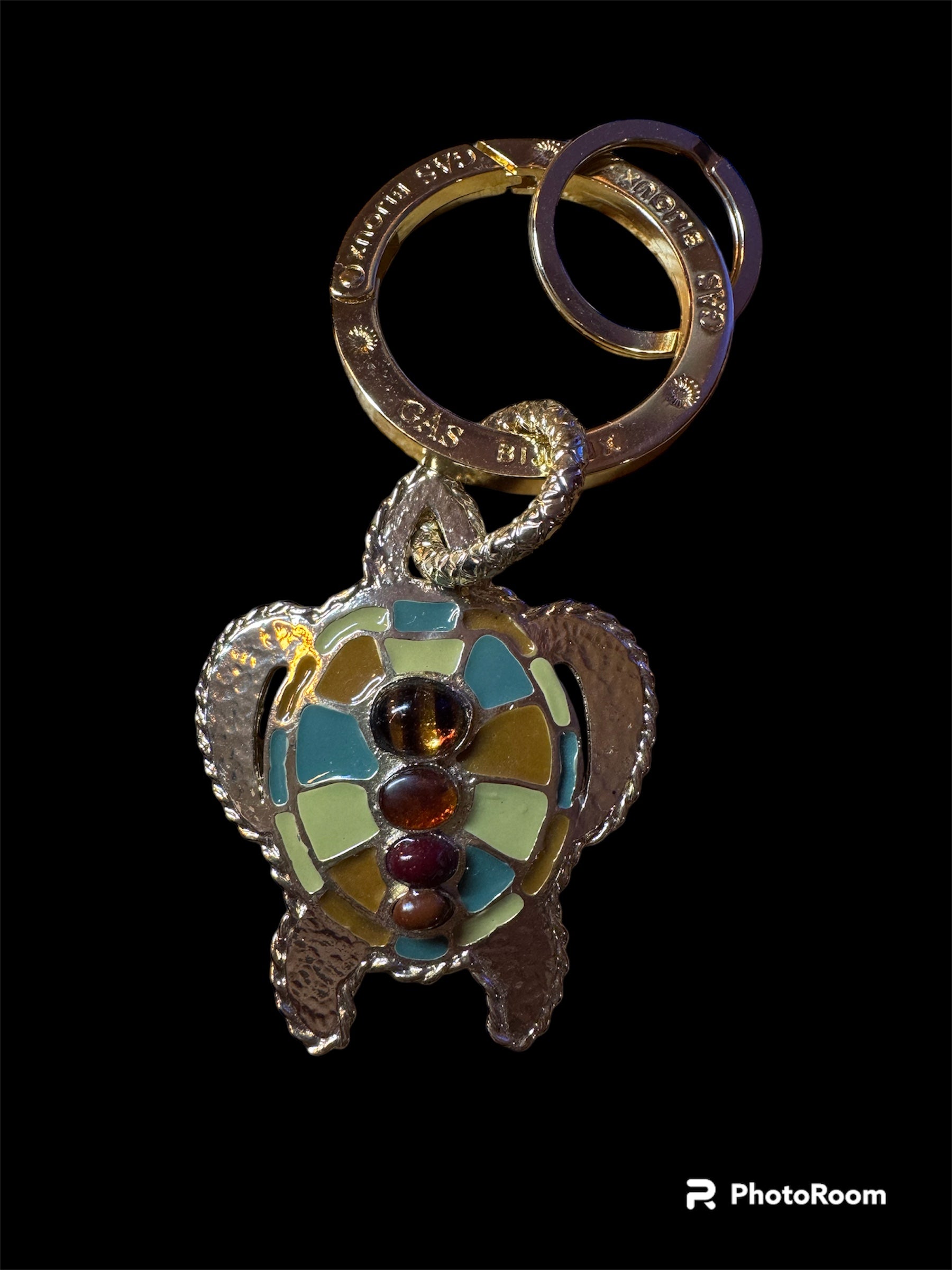 GAS BIJOUX - Porte clefs TORTUE doré à l'or fin