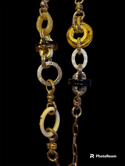 GAS BIJOUX - Sautoir PRATO acétate beige doré à l'or fin